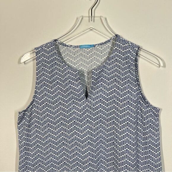 J. McLaughlin Women’s Size Large Sleeveless V-Neck Blue Zig Zag Pattern Dress - Picture 3 of 7